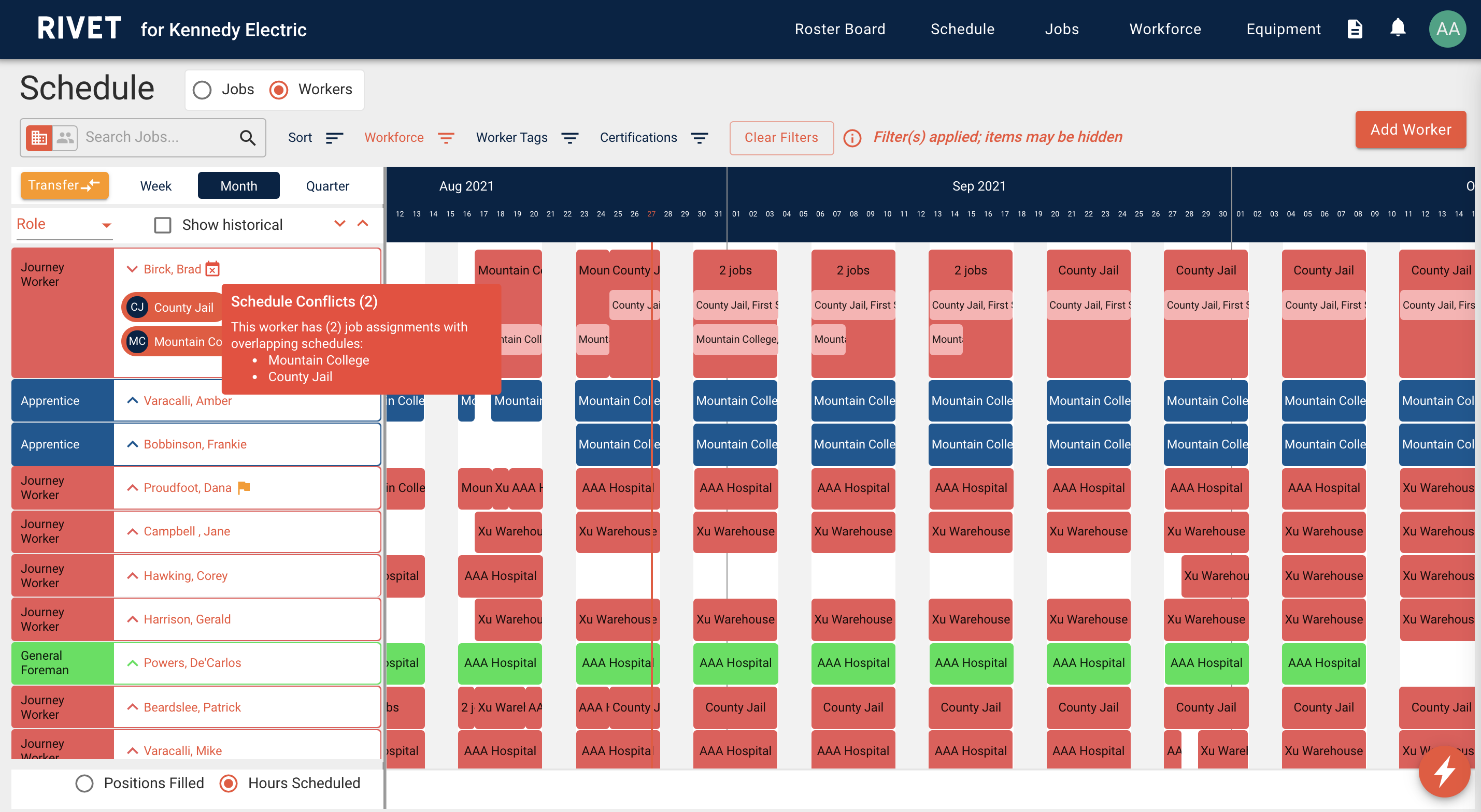 Schedule Conflicts on Schedule view