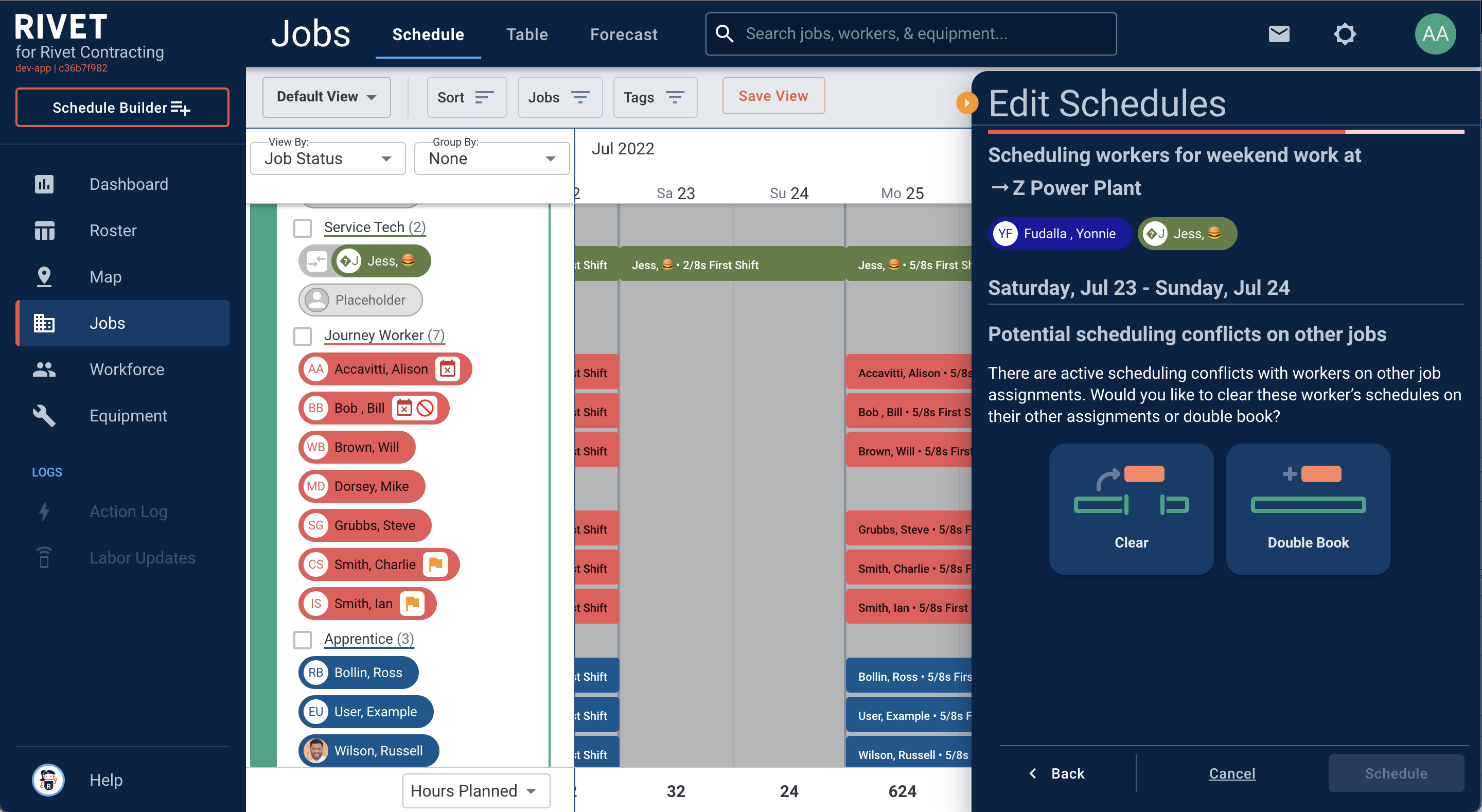 Schedule Builder - Clear or Double Book