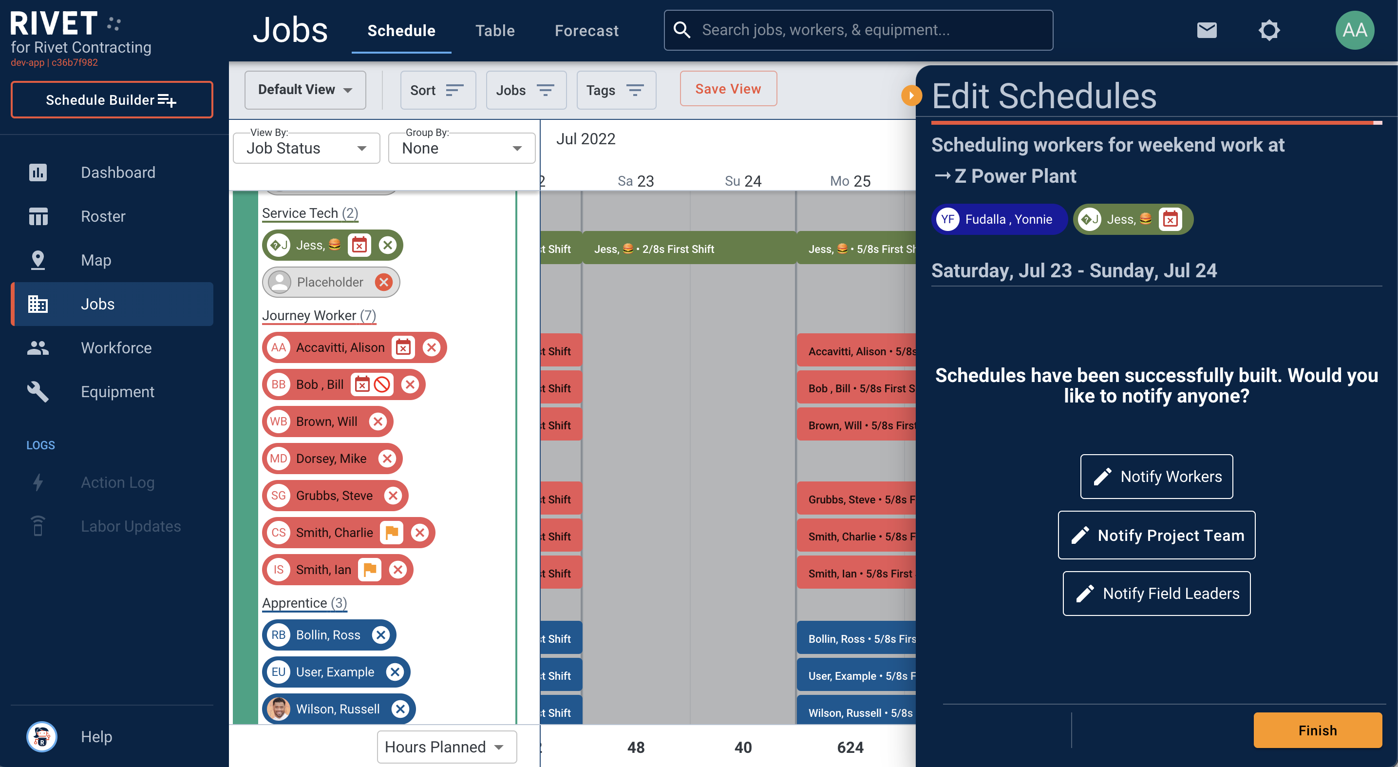 Schedule Builder - Finish