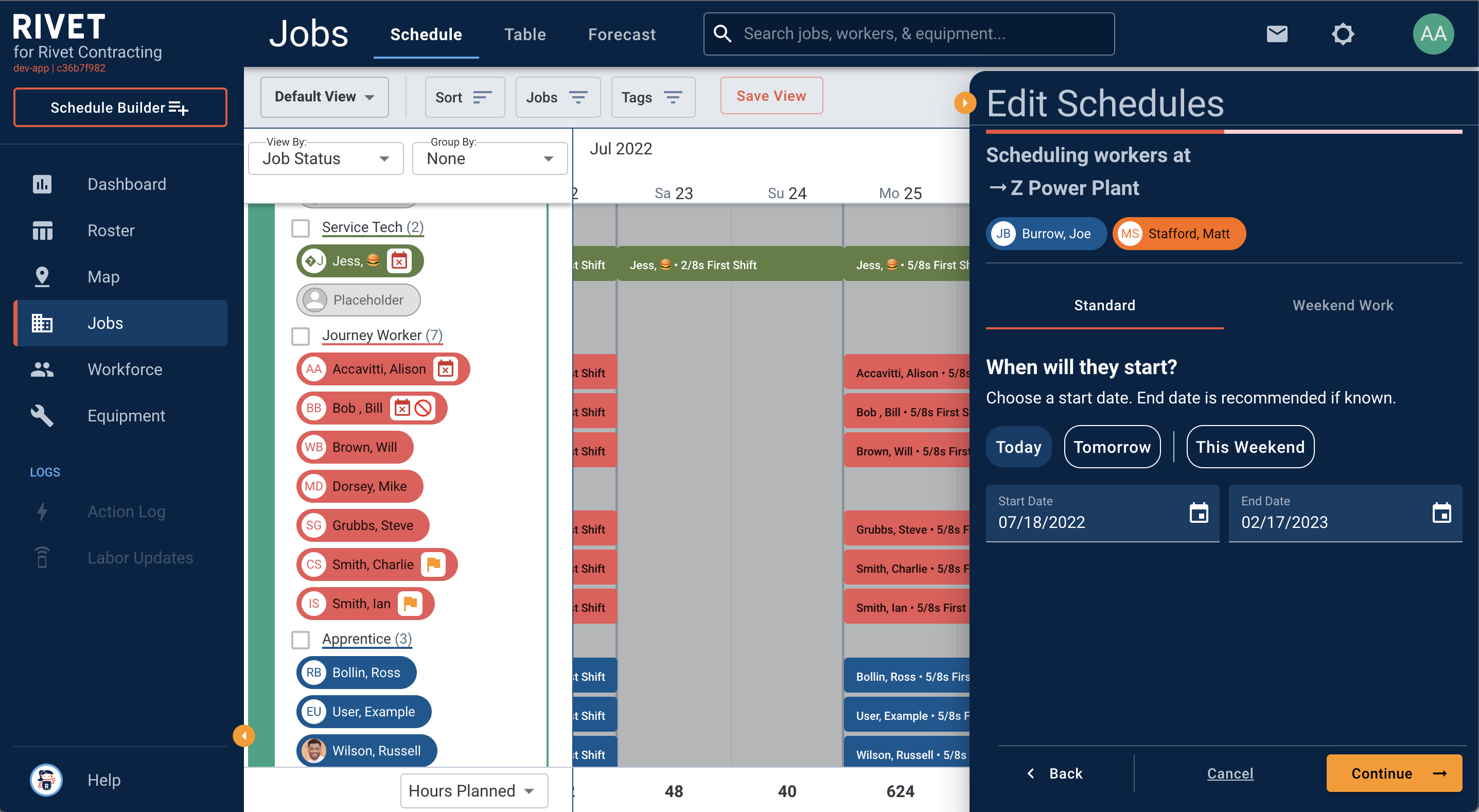 Schedule Builder - Standard Work